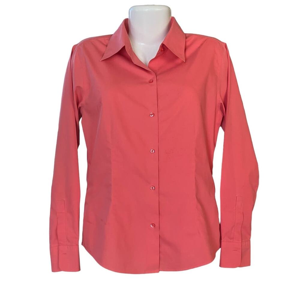 Casual Corner Annex Women's Pink Non-Iron Fitted Button-Up Blouse | Size M